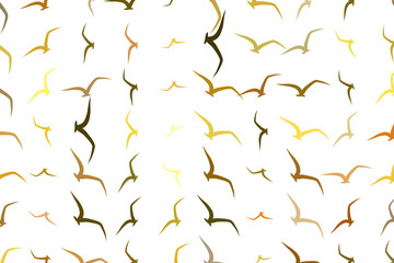 Illustrations of flying birds. Outline, texture, cover & design.