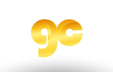 gold golden metal gradient gc g c alphabet letter logo combination icon design