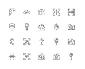 Simple Set of 20 Vector Line Icon. Contains such Icons as Camera