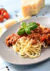 Tasty homemade spaghetti bolognese