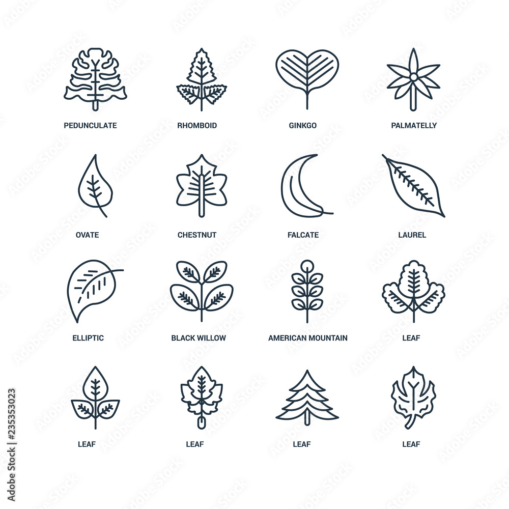 Poster set of 16 universal editable icons. includes elements such as le