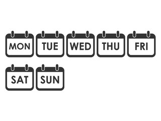 Calendar day icon set. Week day icon set. Vector illustration, flat design.