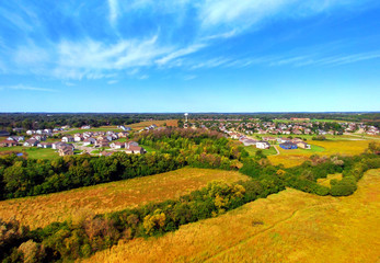 Fototapeta na wymiar Aerial View of Small Town