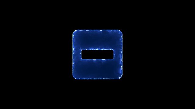 Symbol minus square. Blue Electric Glow Storm. looped video. Alpha channel black