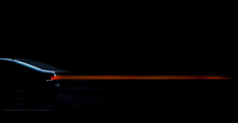 Car silhouette with red light effect