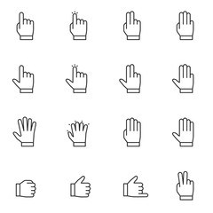 Gestures, icon set. Line with editable stroke
