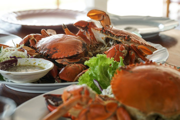 cooked mud crab with seafood sauce