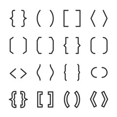 Brackets set. typography symbols of various shapes. Line with editable stroke