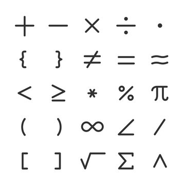 math symbols, icon set. mathematical calculations. Line with editable stroke