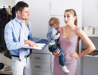 Adult collector worker collecting debt