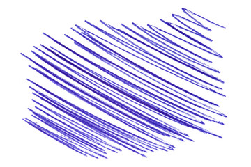 a stroke of a blue pen. hand drawn on paper, isolated element on white background. pen strokess