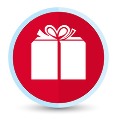 Gift box icon flat prime red round button