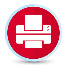 Printer icon flat prime red round button