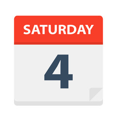 Fototapeta premium Saturday 4 - Calendar Icon. Vector illustration of week day paper leaf.