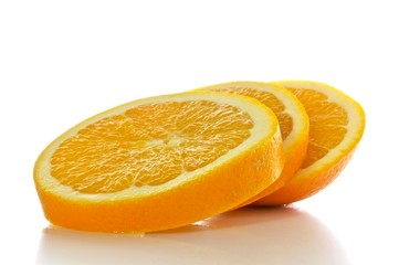 slice of orange isolated on white background