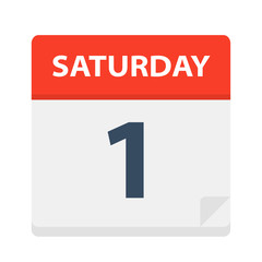 Fototapeta premium Saturday 1 - Calendar Icon. Vector illustration of week day paper leaf.
