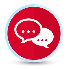 Talk bubble icon flat prime red round button