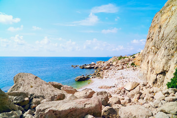 Fototapeta na wymiar Seascape on a bright Sunny day .Crimea. Cape Aya .