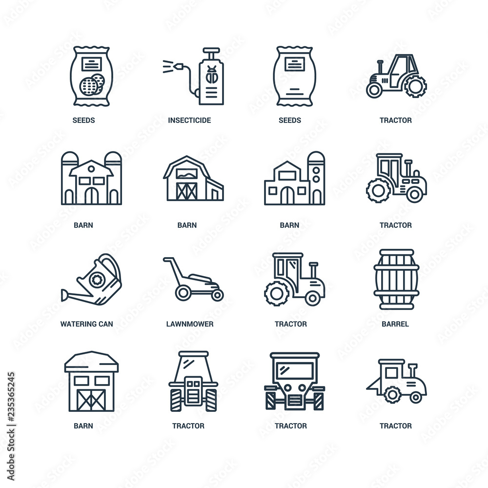 Poster set of 16 universal editable icons. includes elements such as tr