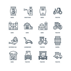 Set Of 16 Universal Editable Icons. Includes Elements Such As Tr