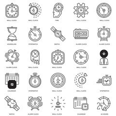 Simple Set of 25 Vector Line Icon. Contains such Icons as 24 hou
