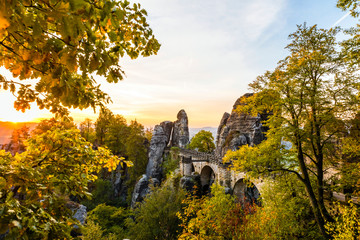 Sächsische Schweiz, Basteibrücke zum Sonnenaufgang