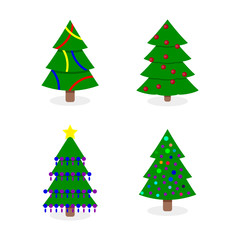 Decorated christmas tree collection illustration