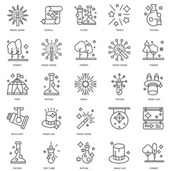 Simple Set of 25 Vector Line Icon. Contains such Icons as Forest