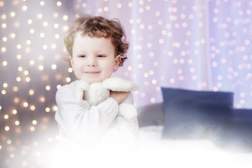 Fototapeta premium Portrait happy little boy smiling Christmas, face