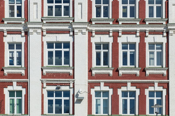Fototapeta na wymiar Red brick facade, Moscow, Russia
