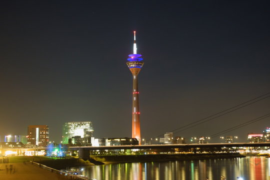 Rhein tower in the night-Dusseldorf Germany