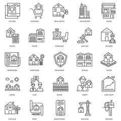 Simple Set of 25 Vector Line Icon. Contains such Icons as Mailbo