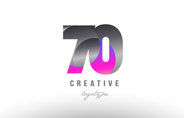 70 silver grey metal metallic gradient number logo icon design