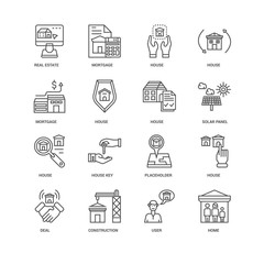 Simple Set of 16 Vector Line Icon. Contains such Icons as Home,