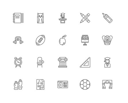Simple Set of 20 Vector Line Icon. Contains such Icons as Theate