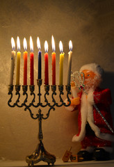 santa claus with a chanukiah