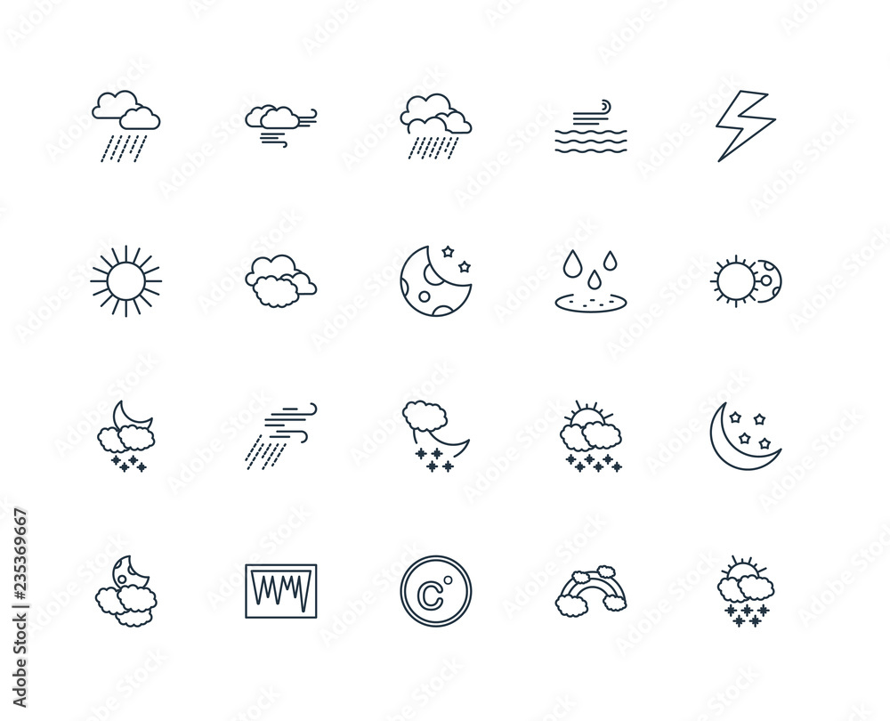 Poster set of 20 universal editable icons. includes elements such as sn