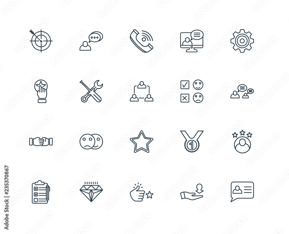 Poster set of 20 universal editable icons. includes elements such as ch