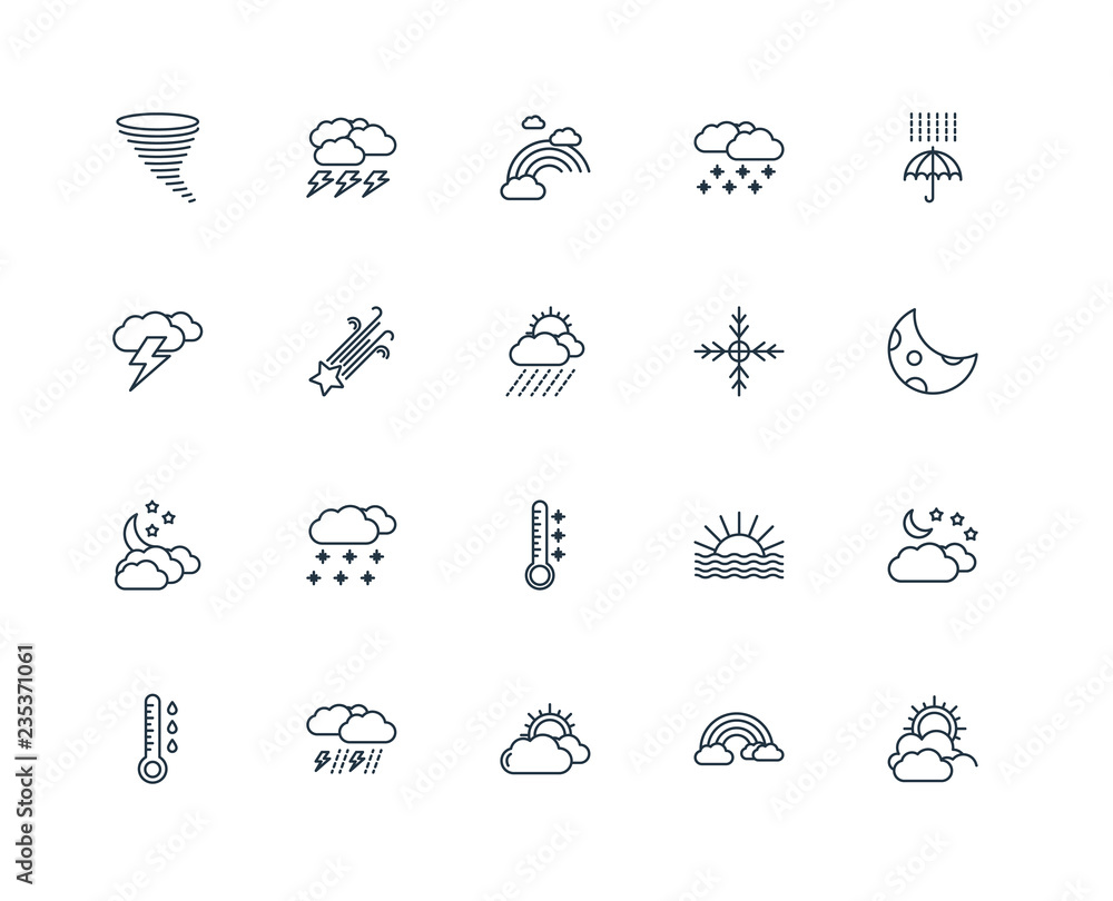 Poster set of 20 universal editable icons. includes elements such as cl
