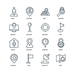 Set Of 16 Universal Editable Icons. Includes Elements Such As Ma