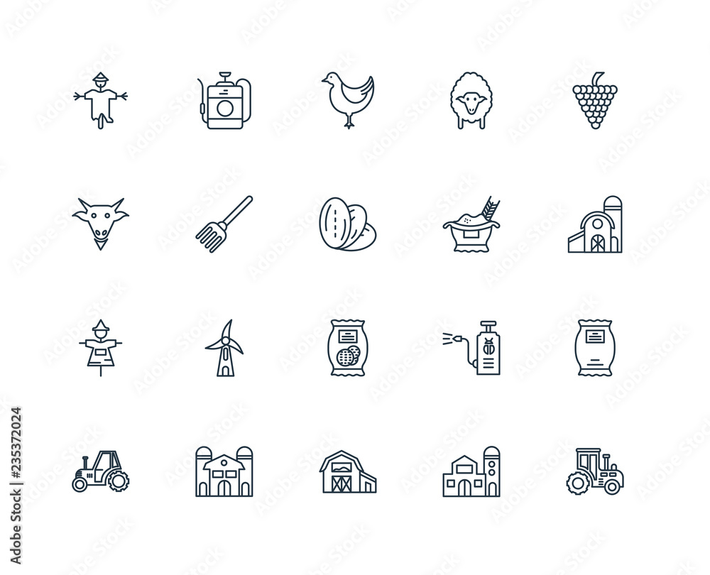 Poster set of 20 universal editable icons. includes elements such as tr