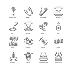 Simple Set of 16 Vector Line Icon. Contains such Icons as Pin cu