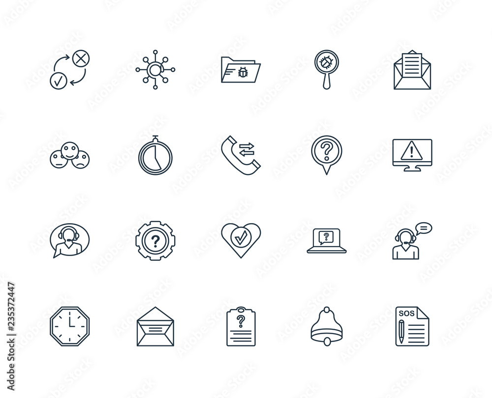 Poster set of 20 universal editable icons. includes elements such as su