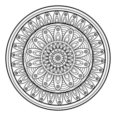 Vector illustration black and white mandala for coloring adult book antistress