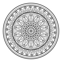 Vector illustration black and white mandala for coloring adult book antistress