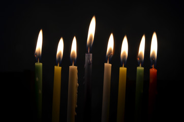 chanukkiah colorfull candles