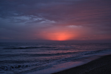 sunrise over the sea,clouds, water, landscape, cloud, nature, waves, blue, horizon,, light,colorful