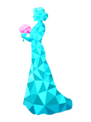 Silhouette of the bride in low poly style