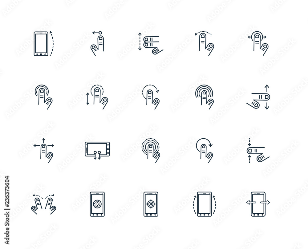 Poster set of 20 universal editable icons. includes elements such as sm