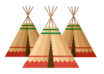 Indian tent or wigwam. Dwelling of north nations of Canada, Siberia, North America. Leather House. Flat vector Illustration on a white background © Alfmaler